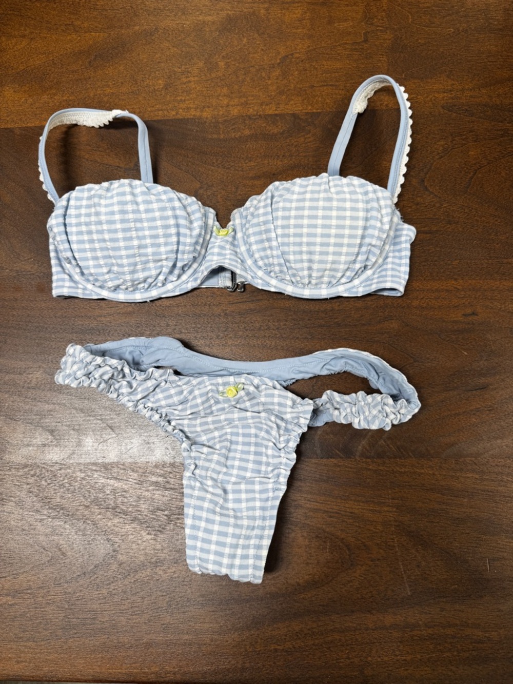 Four Three Seven- 437 Delphine Blue Gingham Bikini Top & Bottom Set